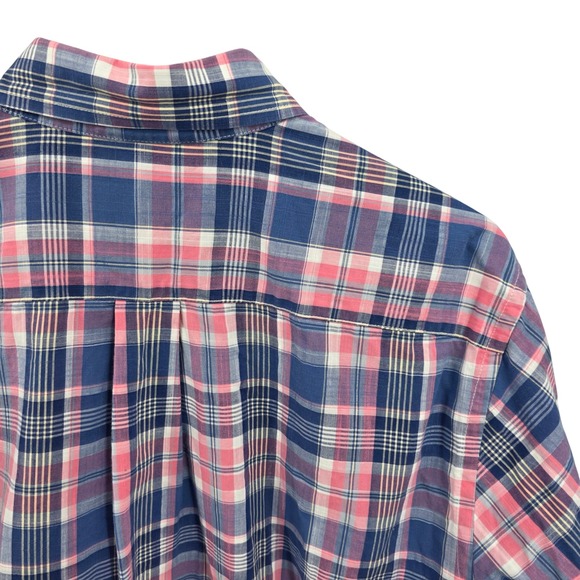 Vineyard Vines Slim Fit Murray Shirt Mens L Pink Blue Plaid Button Down - Picture 6 of 6